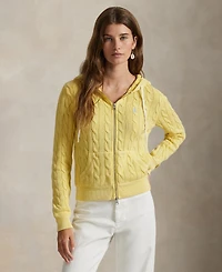 Polo Ralph Lauren Women's Cable-Knit Cotton Full-Zip Hoodie Sweatshirt