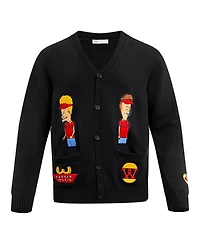 Freeze Max Men's Black Beavis and Butt-Head Burger World Cardigan