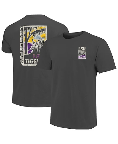 Image One Men's Graphite Lsu Tigers Comfort Colors Minimalist Distressed Vista T-Shirt