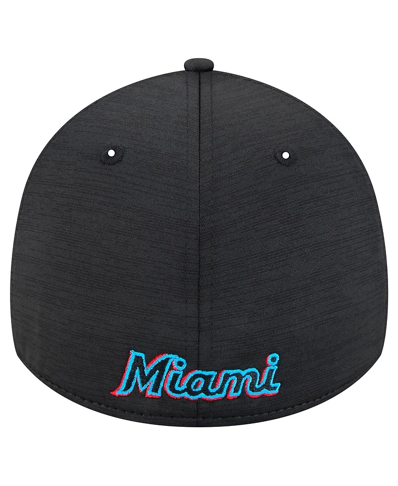 New Era Men's Black Miami Marlins Tech 39THIRTY Flex Hat