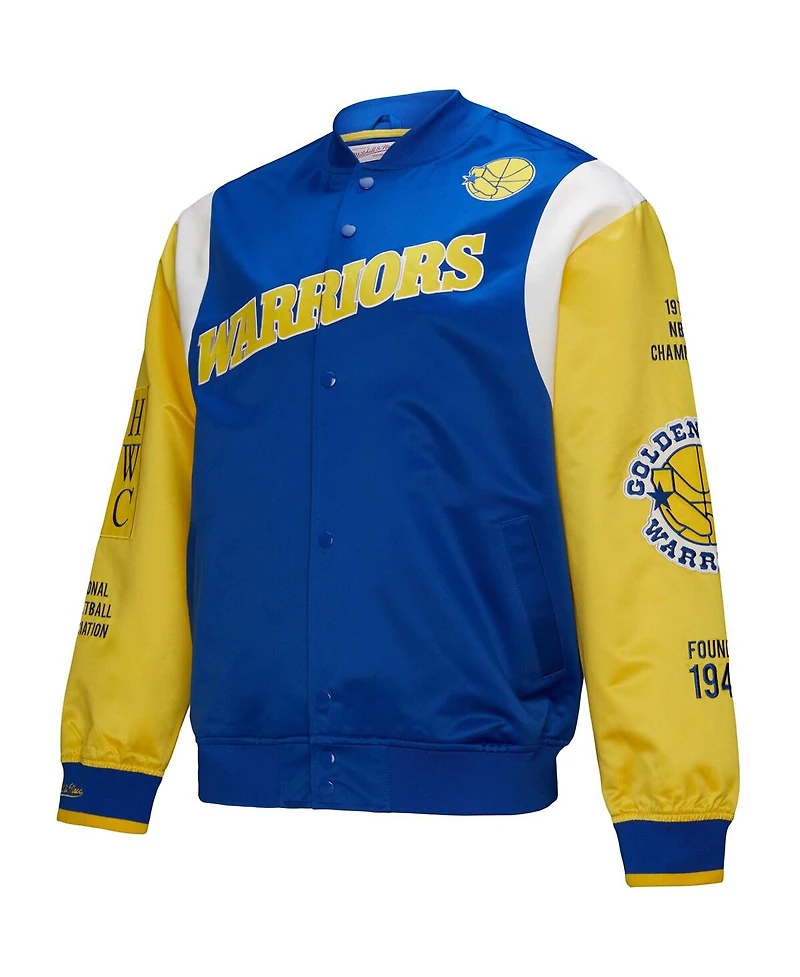 Mitchell & Ness Men's and Women's Royal Golden State Warriors Vintage Team Origins Satin Full-Snap Jacket
