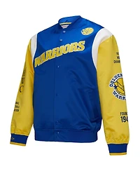 Mitchell & Ness Men's and Women's Royal Golden State Warriors Vintage Team Origins Satin Full-Snap Jacket