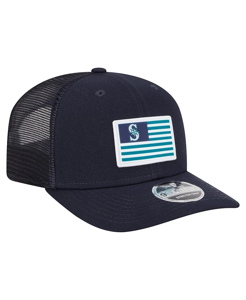 New Era Men's Navy Seattle Mariners Flag 9SEVENTY Stretch-Snap Hat