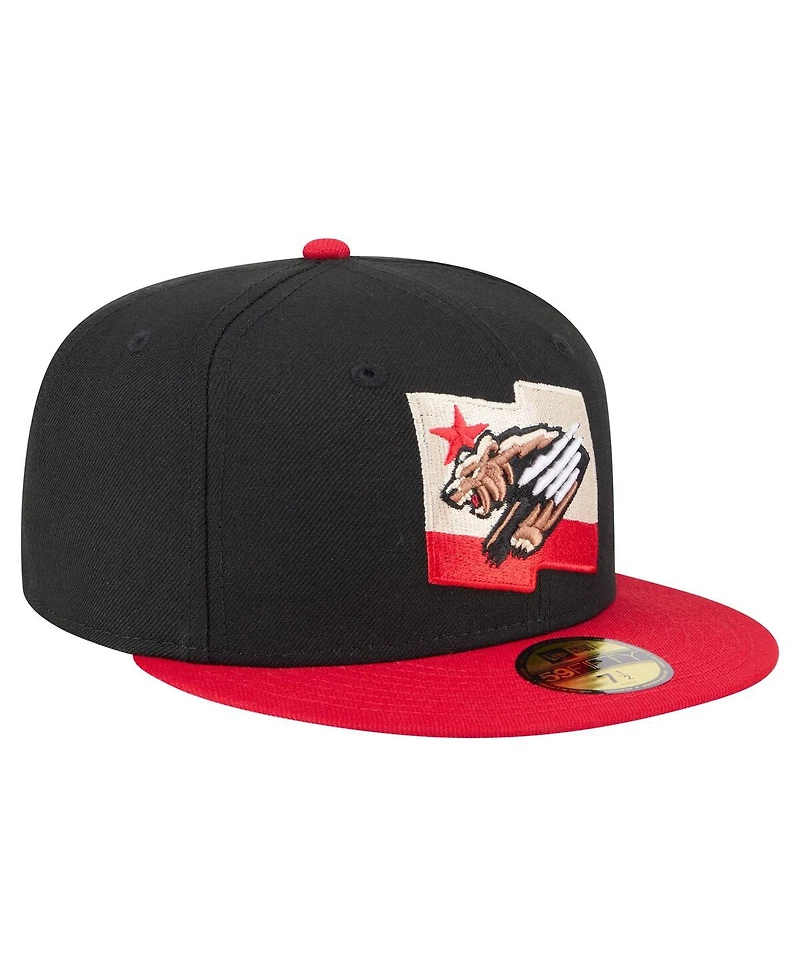 New Era Men's Black/Red Fresno Grizzlies Authentic Collection 59FIFTY Fitted Hat