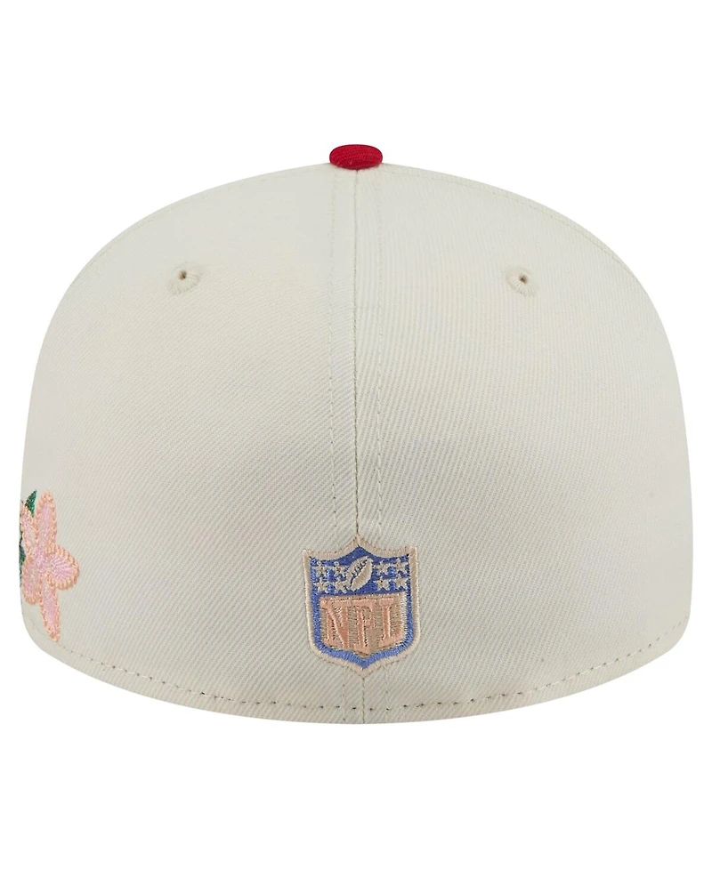 New Era Men's Cream/Scarlet San Francisco 49ers Tonal Floral 59FIFTY Fitted Hat