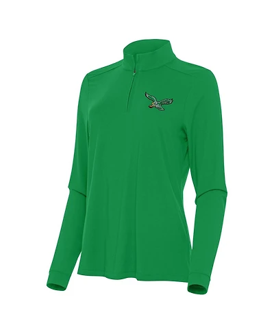 Antigua Women's Kelly Green Philadelphia Eagles Intent Quarter-Zip Sweatshirt