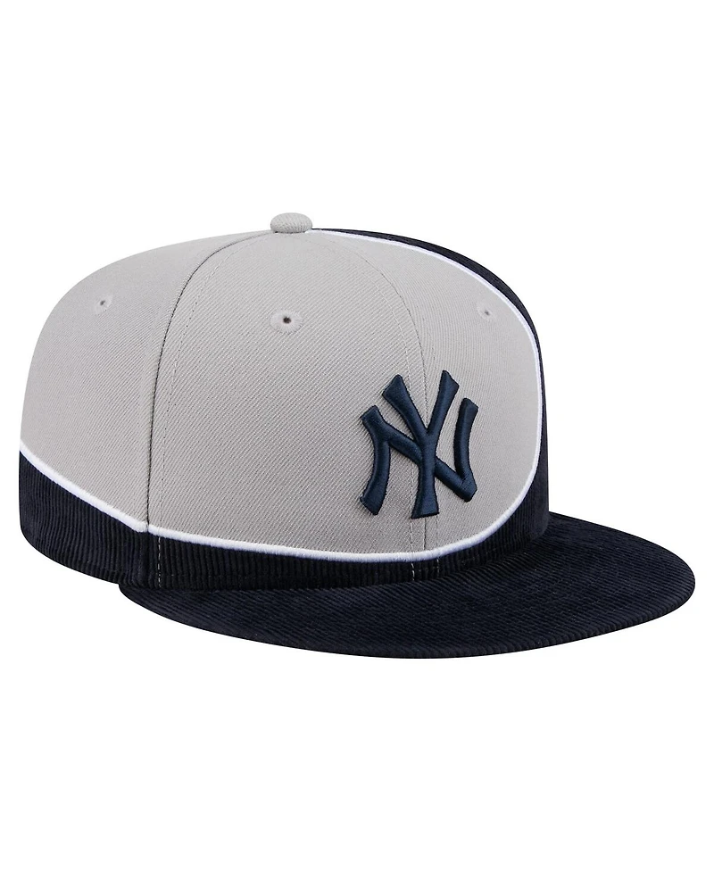 New Era Men's Navy/Gray New York Yankees Retro Split Corduroy Snapback Hat