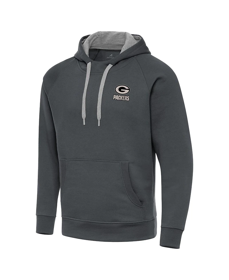 Antigua Men's Charcoal Green Bay Packers Brushed Carbon Victory Pullover Hoodie