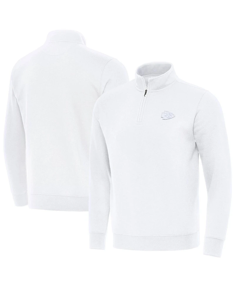 Antigua Men's White Kansas City Chiefs Victory Quarter-Zip Sweatshirt