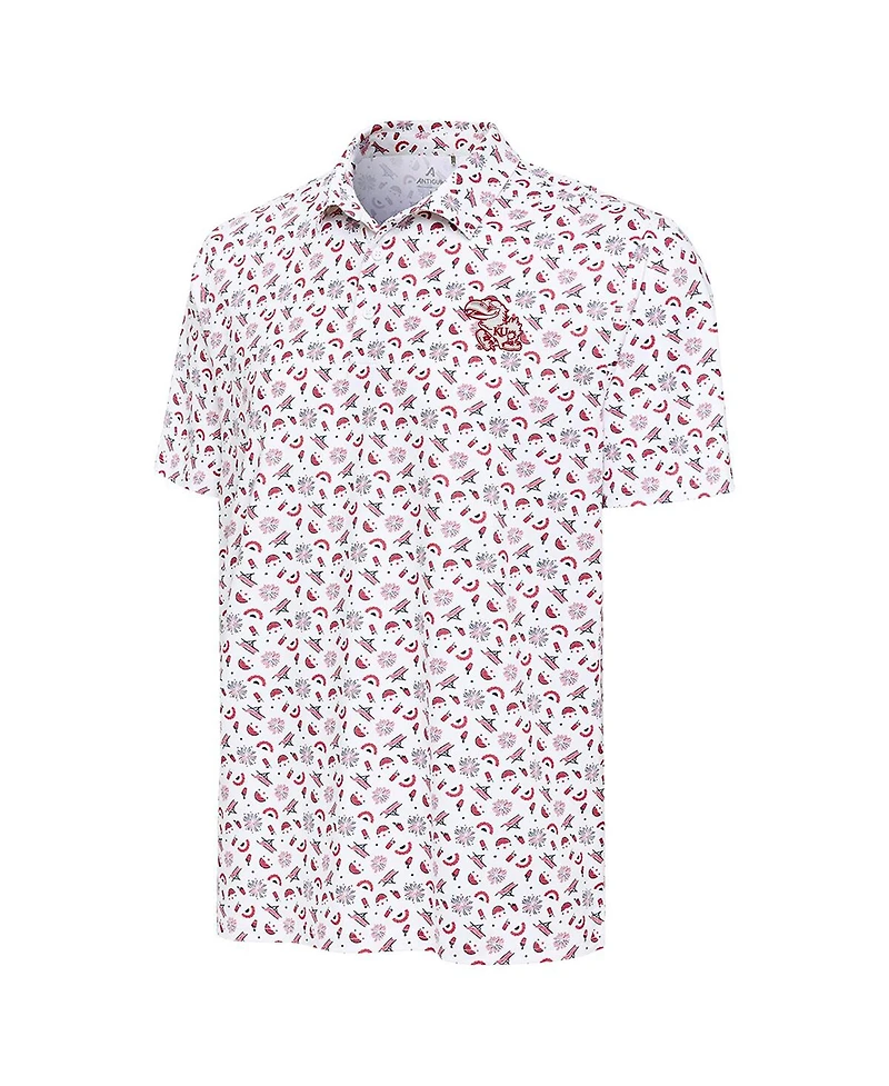 Antigua Men's White Kansas Jayhawks Independence Day Polo Shirt