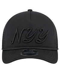New Era Men's Black New York Yankees City Initial 9FORTY A-Frame M-Crown Adjustable Trucker Hat