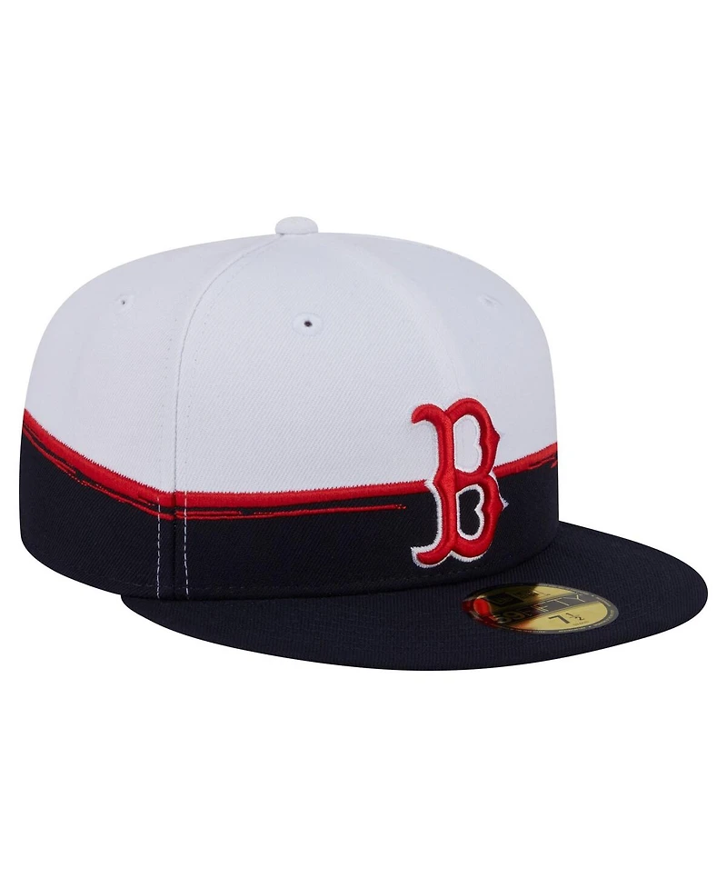New Era Men's Navy/White Boston Red Sox Paint Stroke 59FIFTY Fitted Hat