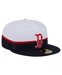 New Era Men's Navy/White Boston Red Sox Paint Stroke 59FIFTY Fitted Hat