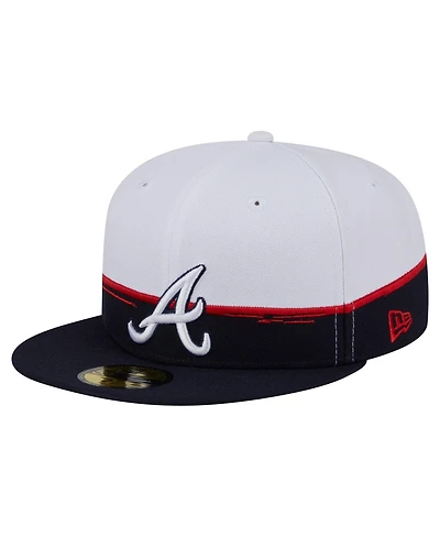 New Era Men's Navy/White Atlanta Braves Paint Stroke 59FIFTY Fitted Hat