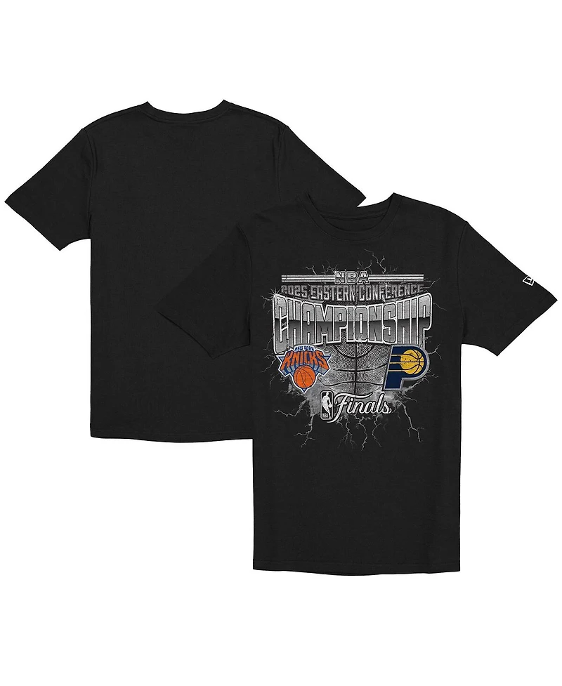 New Era Men's Black Indiana Pacers vs. New York Knicks 2025 Eastern Conference Finals Matchup Distressed Graphic T-Shirt
