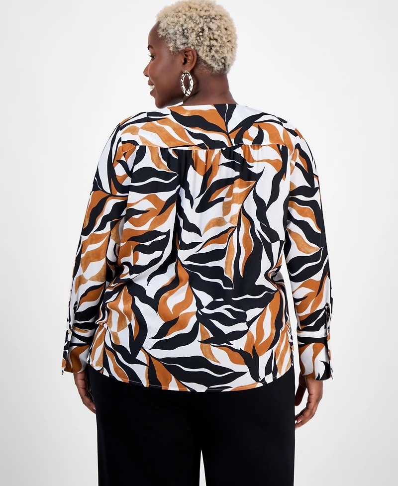 I.n.c. International Concepts Plus Print Surplice-Neck Top, Exclusively at Macy's