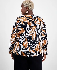 I.n.c. International Concepts Plus Print Surplice-Neck Top, Exclusively at Macy's