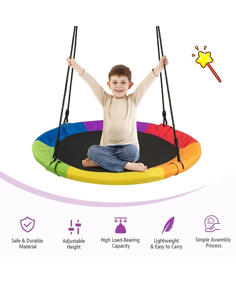 Gymax 40'' 770 lbs Flying Saucer Tree Swing Kids Gift w/ 2 Tree Hanging Straps