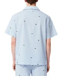 Lacoste Men's Loungewear Short Sleeve Button-Front Pajama Top