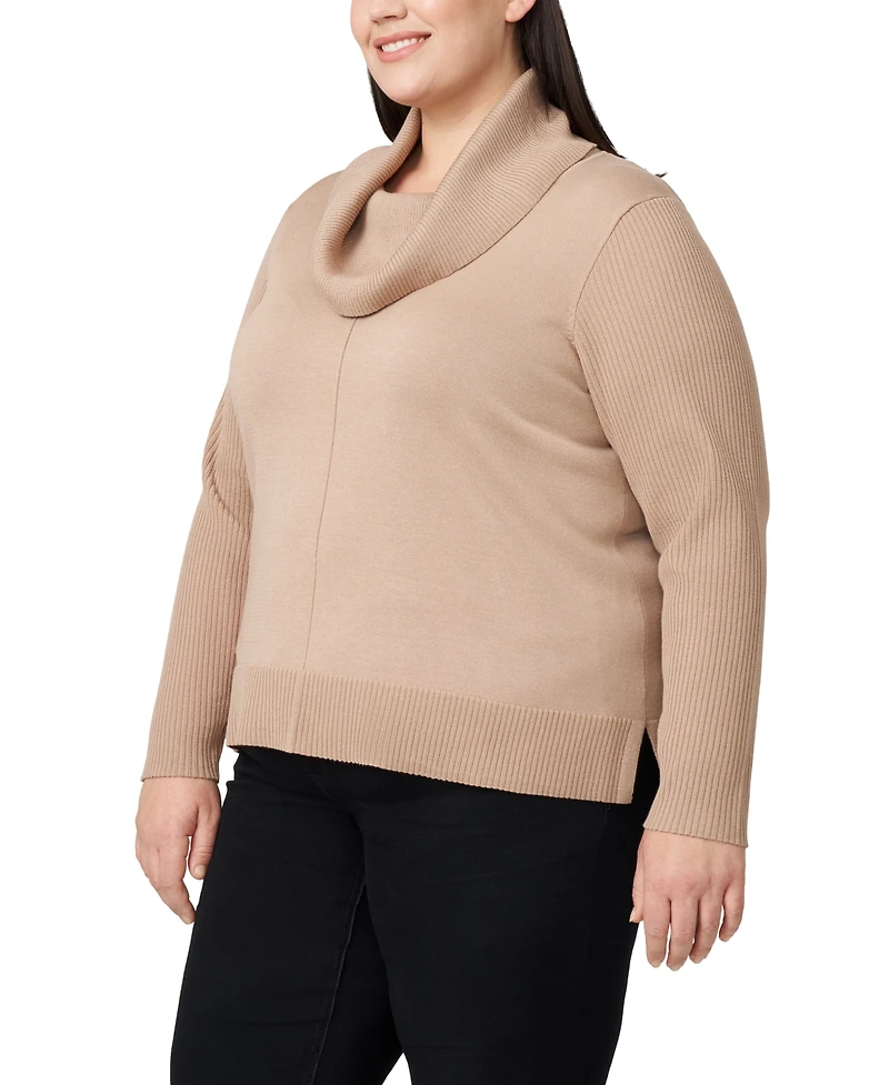 Melissa Paige Plus Cowlneck High-Low Sweater