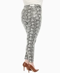 White Mark Plus Faux Suede Snake Print Pants