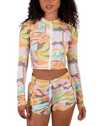 Hurley Juniors' Vacay Dreams Cropped Rashguard Top