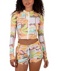 Hurley Juniors' Vacay Dreams Cropped Rashguard Top