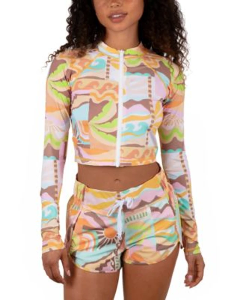 Hurley Juniors Vacay Dreams Cropped Rashguard Top Board Shorts