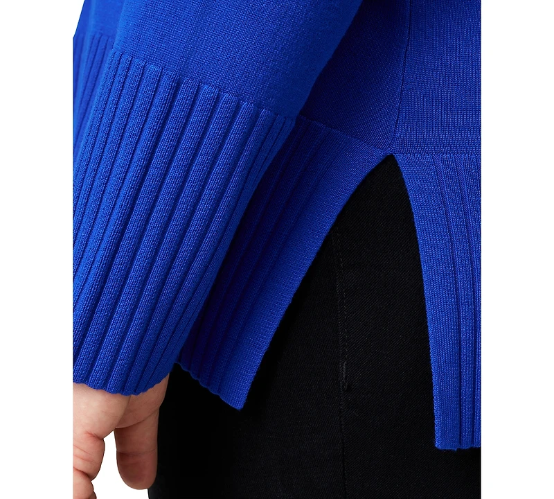 Melissa Paige Plus Solid V-Neck High-Cuff Sweater