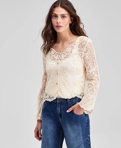 And Now This Women's Lace Long-Sleeve Top, Exclusively at Macy's