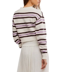 Free People Women's Cropped Striped Knit Cardigan