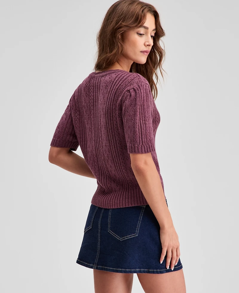 And Now This Women's Short-Sleeve Pointelle Cardigan, Exclusively at Macy's