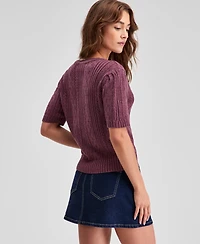 And Now This Women's Short-Sleeve Pointelle Cardigan, Exclusively at Macy's