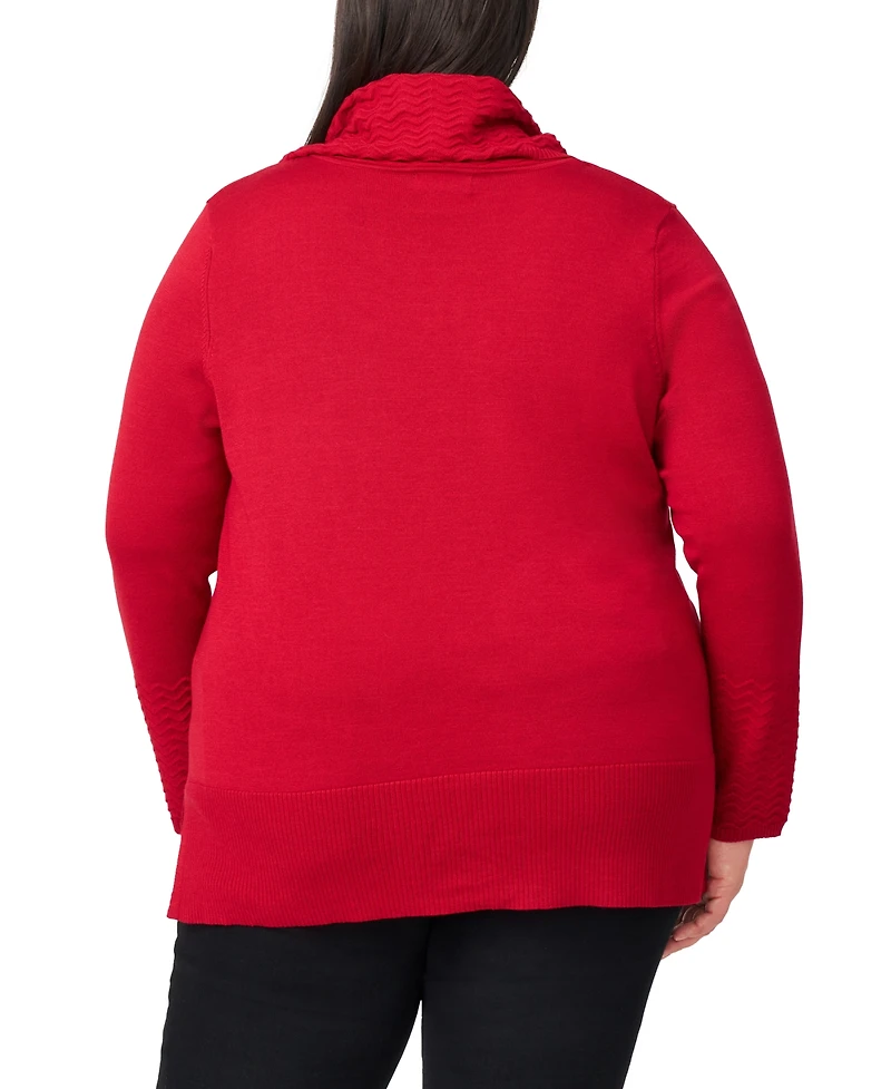 Melissa Paige Plus Size Ribbed-Hem Cowl-Neck Sweater