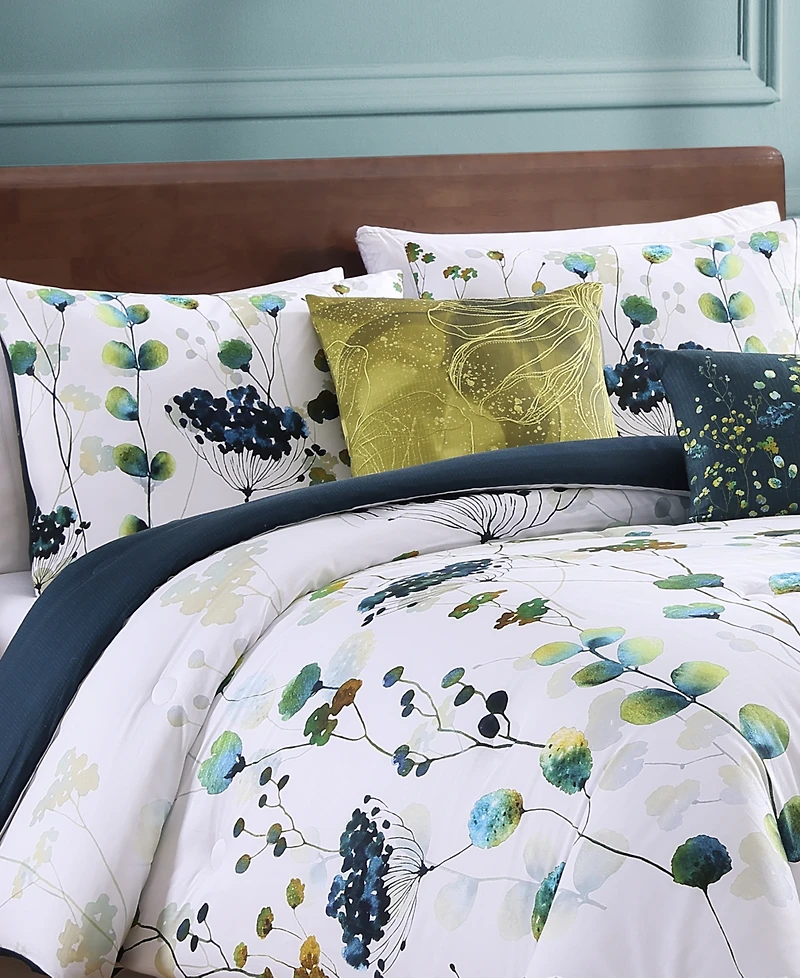 Bebejan Abstract Vines Bedding 220 Thread Count 100% Cotton Sateen 5 Piece Queen Size Reversible Comforter Set