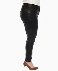 White Mark Plus Faux Suede Snake Print Pants