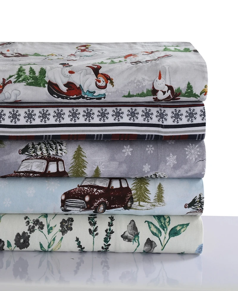 Tribeca Living Holiday Printed Cotton Flannel Extra Deep -Pc. Sheet Set