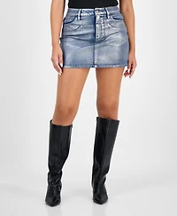 Bar Iii Women's Metallic Denim Skirt, Macy's Exclusive