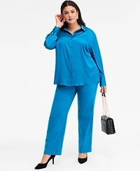 I.n.c. International Concepts Plus Satin Silky Shirt, Macy's Exclusive