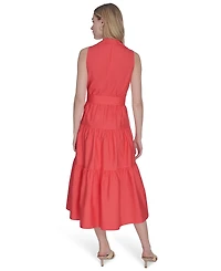 Vince Camuto Women's Pleat-Neck Cotton Sleeveless Dress