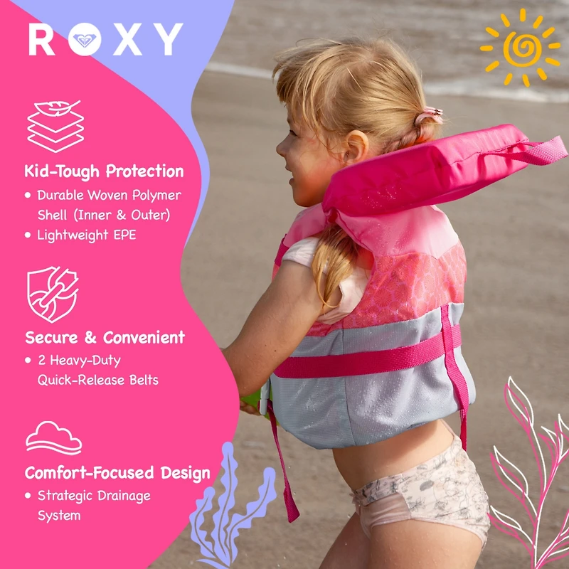 Roxy Life Vest Uscg Approved for kids, Lightweight Epe Foam with Quick-Release Buckles