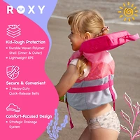 Roxy Life Vest Uscg Approved for kids, Lightweight Epe Foam with Quick-Release Buckles