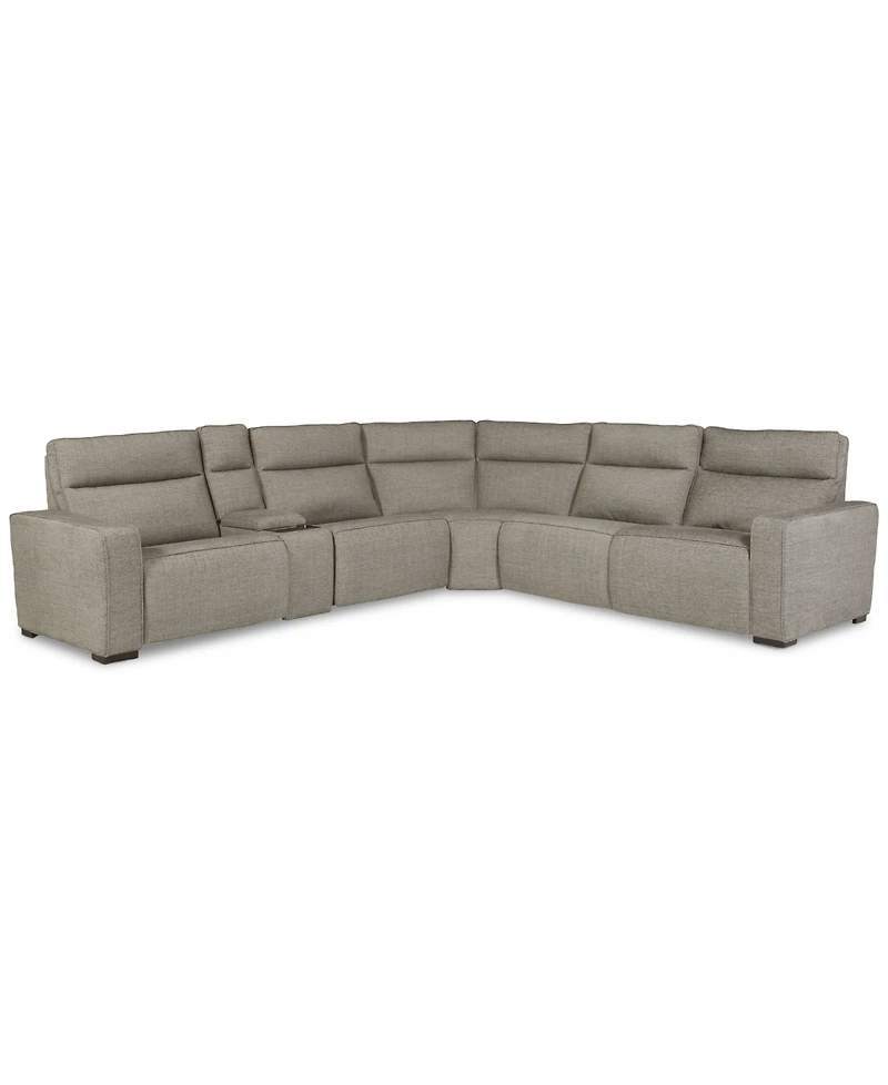 Miren -Pc. Fabric Sectional with Power Headrest Recliners Console