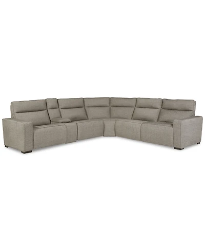 Miren -Pc. Fabric Sectional with Power Headrest Recliners Console