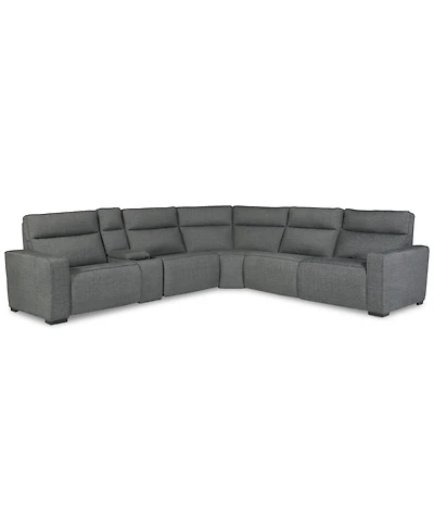 Miren -Pc. Fabric Sectional with Power Headrest Recliners Console