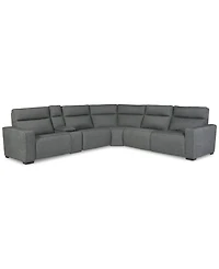 Miren -Pc. Fabric Sectional with Power Headrest Recliners Console
