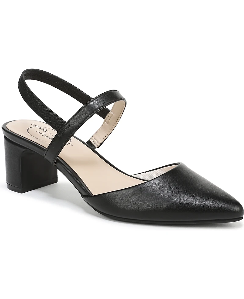 LifeStride Women's Miriam Pointed Toe Block Heel Slingback Pumps