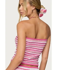 Edikted Women's Nola Striped Textured Knit Strapless Top