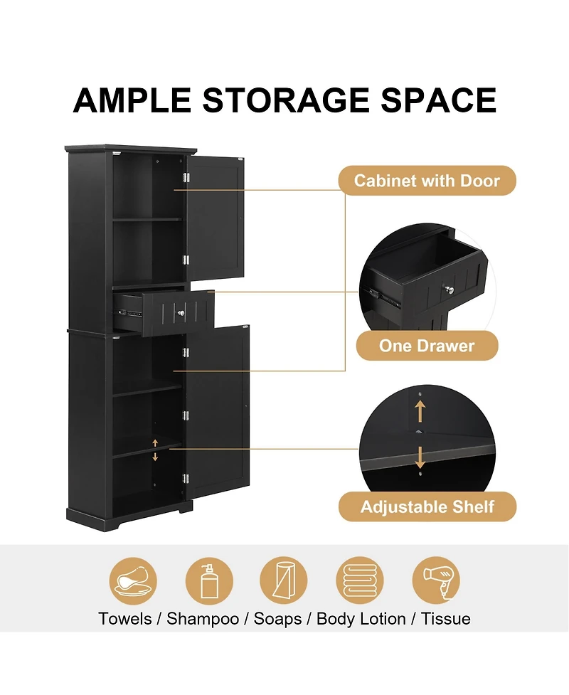 Casainc 67.7"H Tall Bathroom Cabinet with Drawer, Adjustable Shelf, Painted Mdf