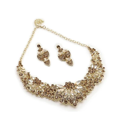 Sohi Women's Gold Stone Cluster Jewellery Set